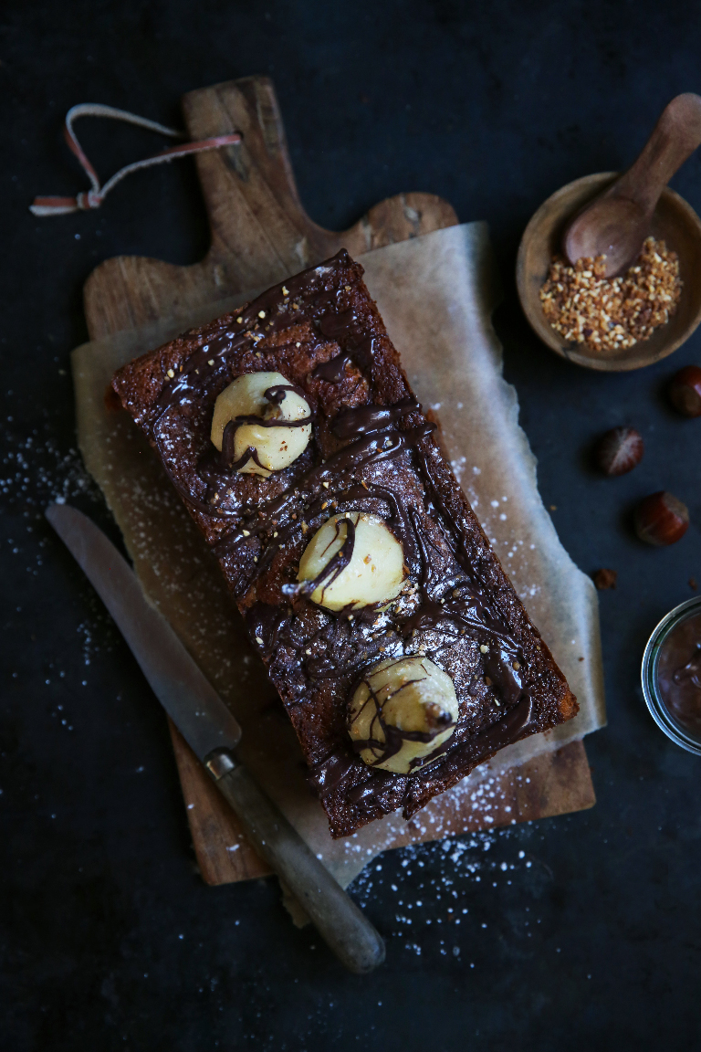 Cake poires noisettes et gianduja BD