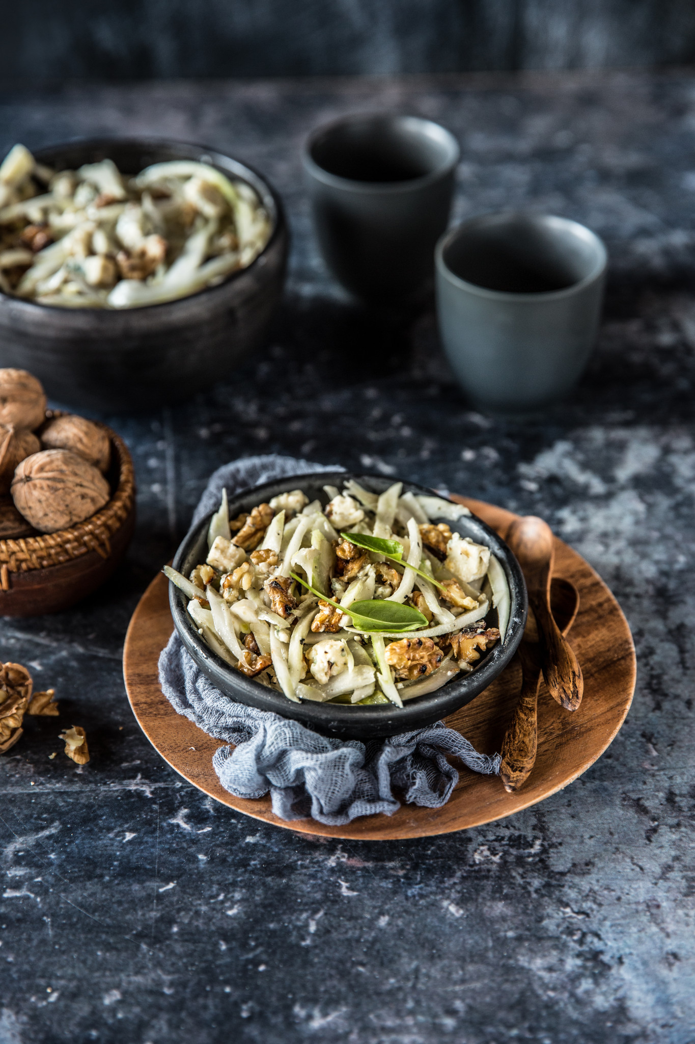 Salade fenouil cru roquefort et noix