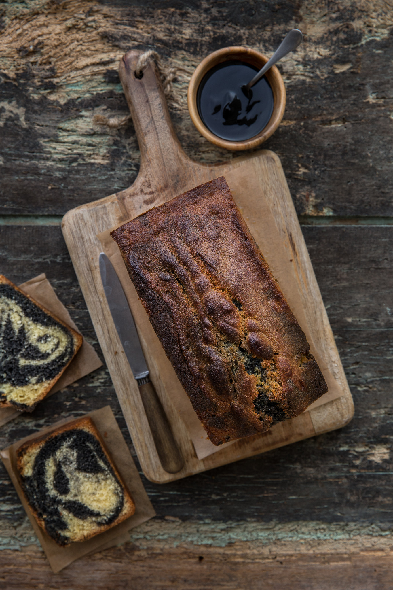 cake marbré vanille pate de sesame noir