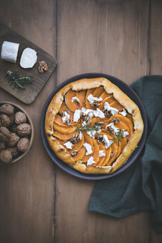 Une recette facile de tarte rustique au potimarron et chevre